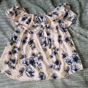 Women's Beige‎ Love Crazy Off The Shoulder Floral Blouse Size L-see measurements